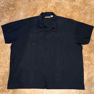 Havana Co. Black Embroidered Guayabera Shirt Size 3XL
